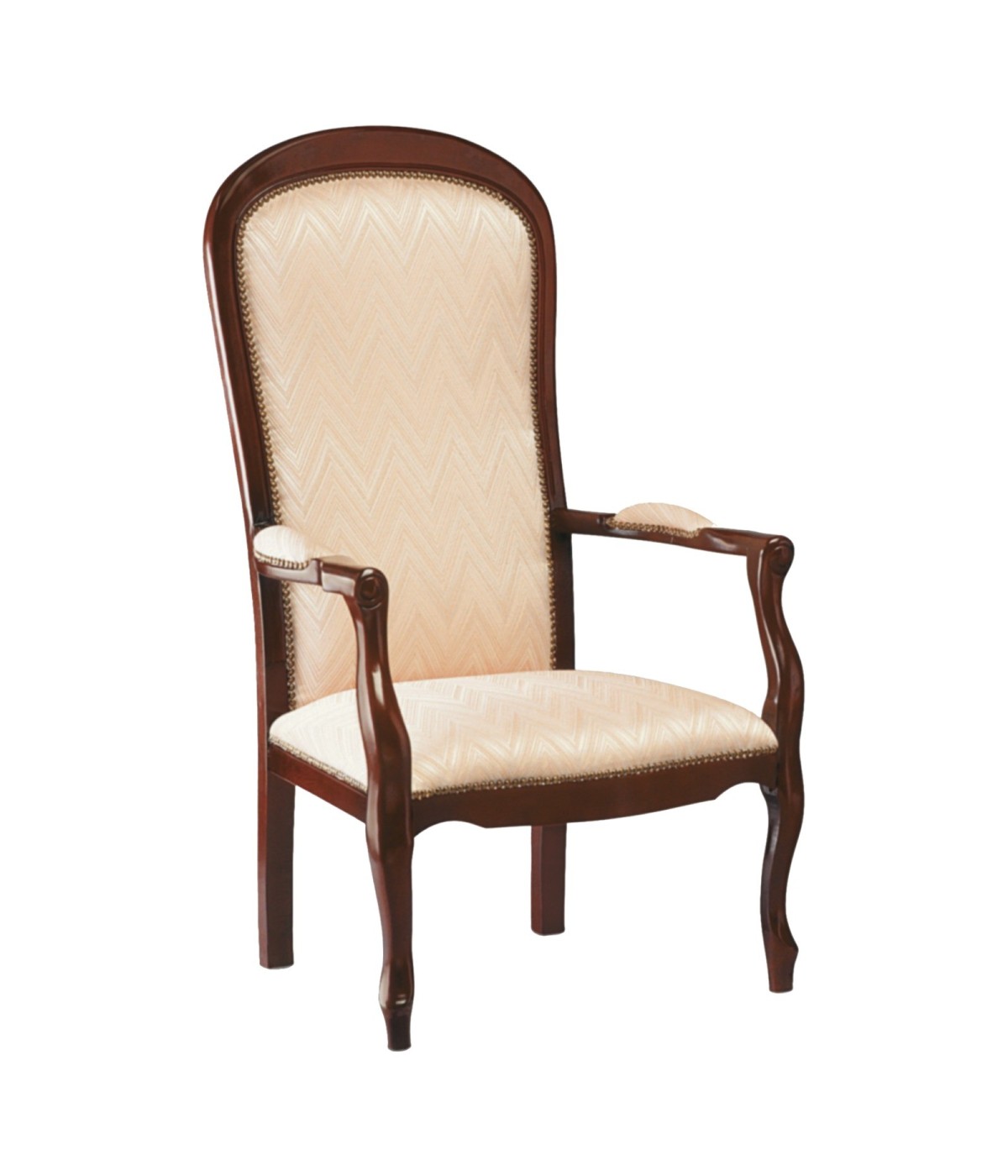 MOBILI 2G -  POLTRONA CLASSICA CON BRACCIOLI IMBOTTITA TINTA NOCE