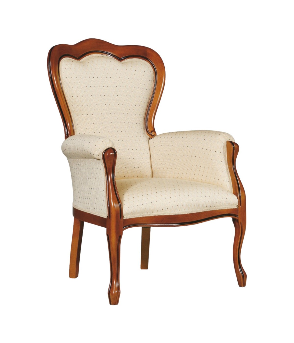 POLTRONA CLASSICA CON BRACCIOLI IMBOTTITA TINTA NOCE 66X62X103