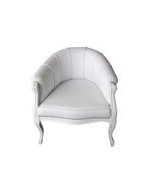 MOBILI 2G -  POLTRONA POZZETTO IMBOTTITA ECOPELLE SHABBY BIANCO