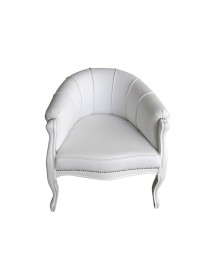 MOBILI 2G -  POLTRONA POZZETTO IMBOTTITA ECOPELLE SHABBY BIANCO