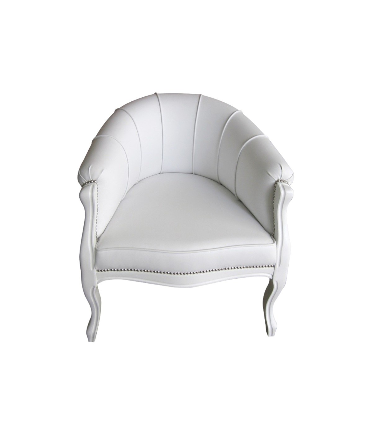 MOBILI 2G -  POLTRONA POZZETTO IMBOTTITA ECOPELLE SHABBY BIANCO