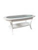 MOBILI 2G - TAVOLINO CLASSICO OVALE PIANO VETRO SHABBY BIANCO L.110 P.60 H.48