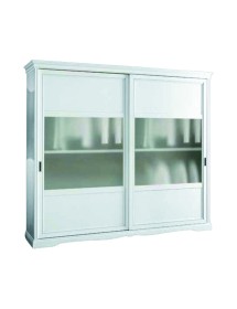 MOBILI 2G - ARMADIO 2 PORTE SCORREVOLI VETRO MODERNO IN LEGNO FRASSINO BIANCO 284x65x248