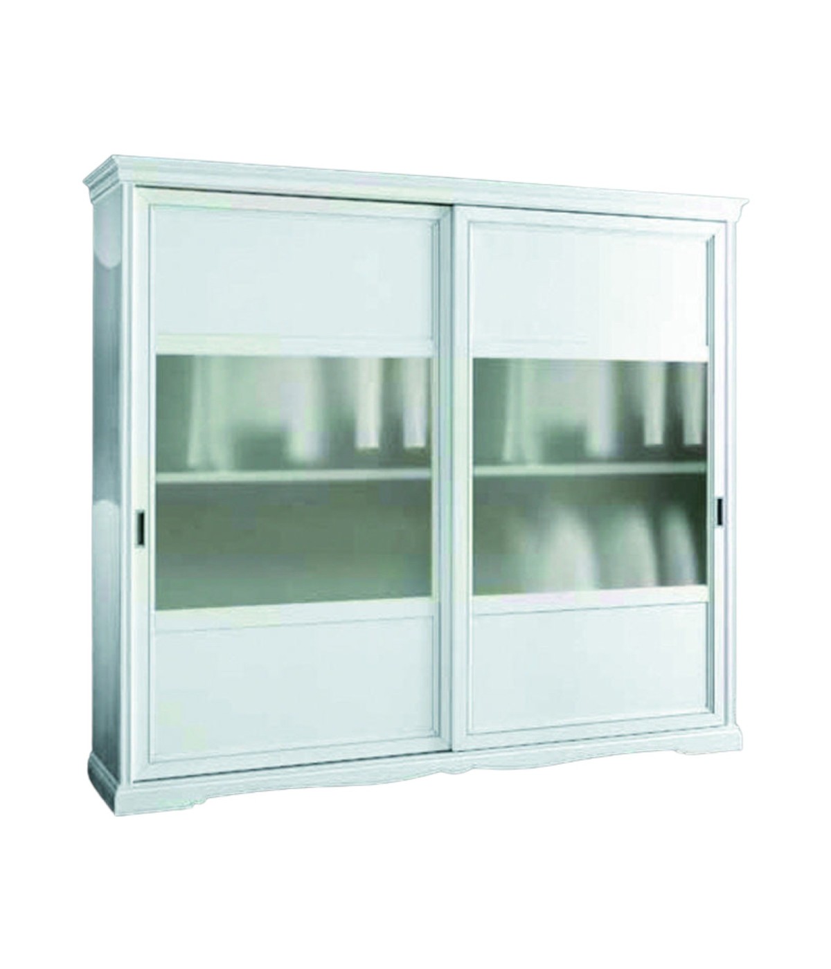 MOBILI 2G - ARMADIO 2 PORTE SCORREVOLI VETRO MODERNO IN LEGNO FRASSINO BIANCO 284x65x248