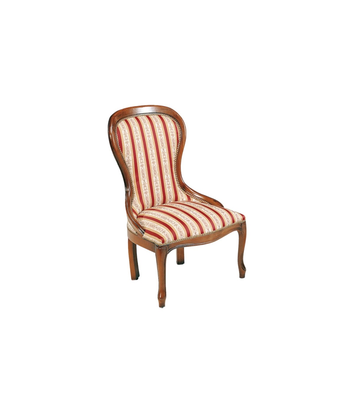 MOBILI 2G -  POLTRONA CLASSICA IN LEGNO IMBOTTITA IN TESSUTO TINTA NOCE