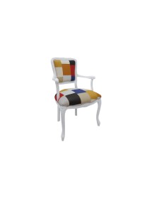 POLTRONA PARIGINA IMBOTTITA TESSUTO MULTICOLORE LEGNO BIANCO 55x45x85