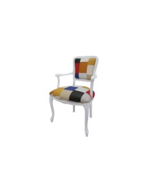 POLTRONA PARIGINA IMBOTTITA TESSUTO MULTICOLORE LEGNO BIANCO 55x45x85