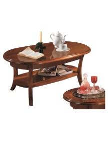 MOBILI 2G - TAVOLINO ARTE POVERA OVALE IN LEGNO TINTA NOCE L.110 P.60 H.48