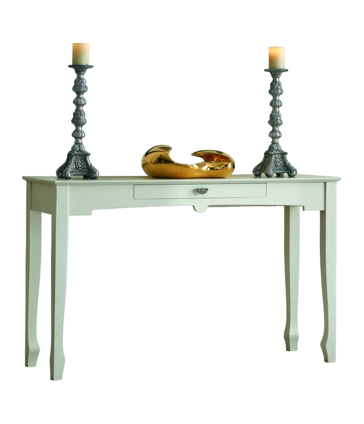 MOBILI 2G - CONSOLLE CLASSICA 1 CASSETTO IN LEGNO AVORIO L .130 H.80 P.40