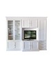 MOBILI 2G - PARETE ATTREZZATA PORTA TV CLASSICA IN LEGNO DECORO SHABBY BIANCO 300x53x225