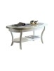 MOBILI 2G - TAVOLINO CLASSICO OVALE VETRO IN LEGNO BIANCO/AVORIO ORO L.110 P.60 H.48