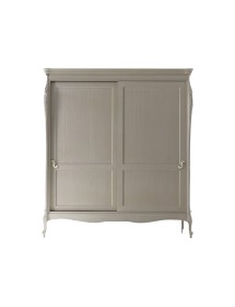 MOBILI 2G - ARMADIO 2 ANTE SCORREVOLI CLASSICO IN LEGNO CON INTAGLIO AVORIO L.200 P.69 H.225