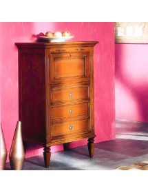 CASSETTIERA CLASSICA IN LEGNO GREZZO 3 CASSETTI E RIBALTA 60X41X100