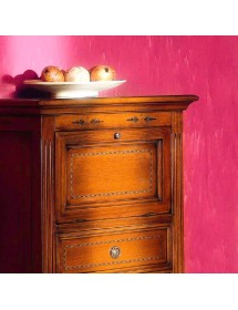 CASSETTIERA CLASSICA IN LEGNO GREZZO 3 CASSETTI E RIBALTA 60X41X100