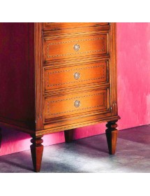 CASSETTIERA CLASSICA IN LEGNO GREZZO 3 CASSETTI E RIBALTA 60X41X100