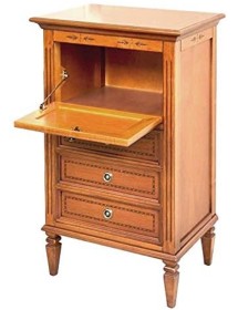 CASSETTIERA CLASSICA IN LEGNO GREZZO 3 CASSETTI E RIBALTA 60X41X100