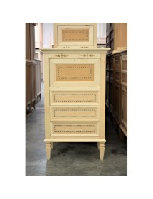 CASSETTIERA CLASSICA IN LEGNO GREZZO 3 CASSETTI E RIBALTA 60X41X100