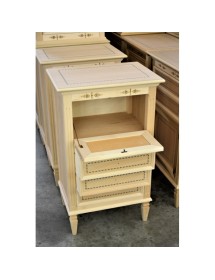 CASSETTIERA CLASSICA IN LEGNO GREZZO 3 CASSETTI E RIBALTA 60X41X100
