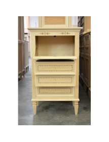 CASSETTIERA CLASSICA IN LEGNO GREZZO 3 CASSETTI E RIBALTA 60X41X100
