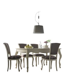 MOBILI 2G - TAVOLO ALLUNGABILE CLASSICO GAMBA INTAGLIATA BIANCO L.161 P.101 H.81