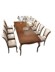 MOBILI 2G - TAVOLO ALLUNGABILE CLASSICO GAMBA INTAGLIATA TINTA NOCE L.201 P.101 H.81