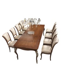 TAVOLO ALLUNGABILE CLASSICO GAMBA INTAGLIATA TINTA NOCE L.201 P.101 H.81