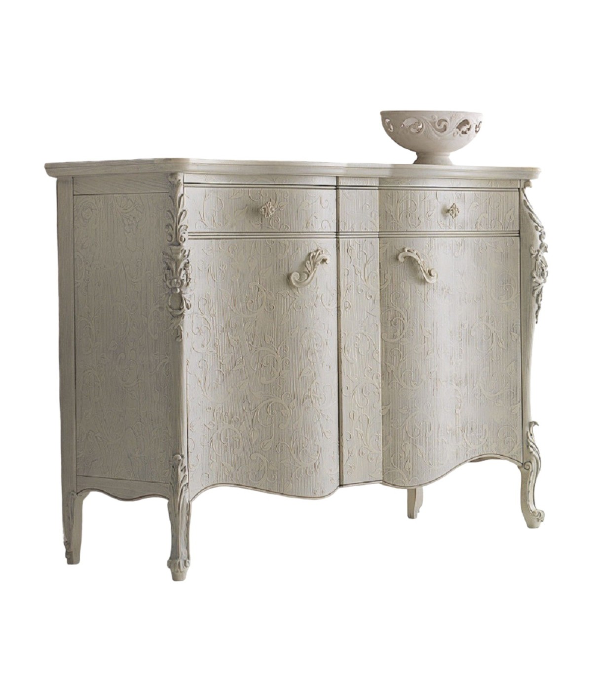 MOBILI 2G - MADIA CREDENZA SAGOMATA 2 ANTE LEGNO BIANCO L.137 P.57 H.110