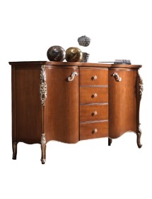 MOBILI 2G - MADIA CREDENZA SAGOMATA 2 ANTE IN LEGNO TINTA NOCE L.170 P.57 H.110