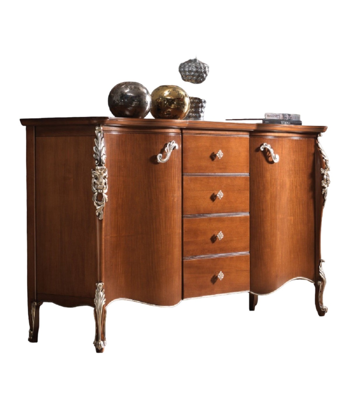 MOBILI 2G - MADIA CREDENZA SAGOMATA 2 ANTE IN LEGNO TINTA NOCE L.170 P.57 H.110