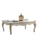 MOBILI 2G - TAVOLINO SHABBY IN LEGNO BIANCO/DECORI ORO L.120 P.80 H.48