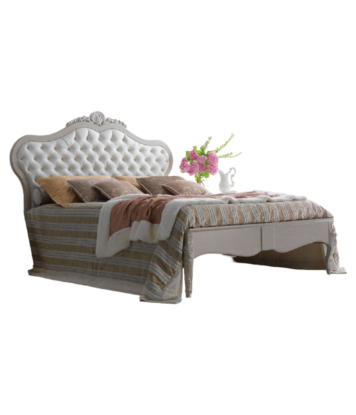 MOBILI 2G - LETTO MATRIMONIALE LEGNO CLASSICO TESTATA ECOPELLE L.201 P.215 H.151