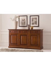 MOBILI 2G - MADIA CREDENZA ARTE POVERA 3 PORTE LEGNO TINTA NOCE 170x46x96