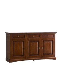 MOBILI 2G - MADIA CREDENZA ARTE POVERA 3 PORTE LEGNO TINTA NOCE 170x46x96