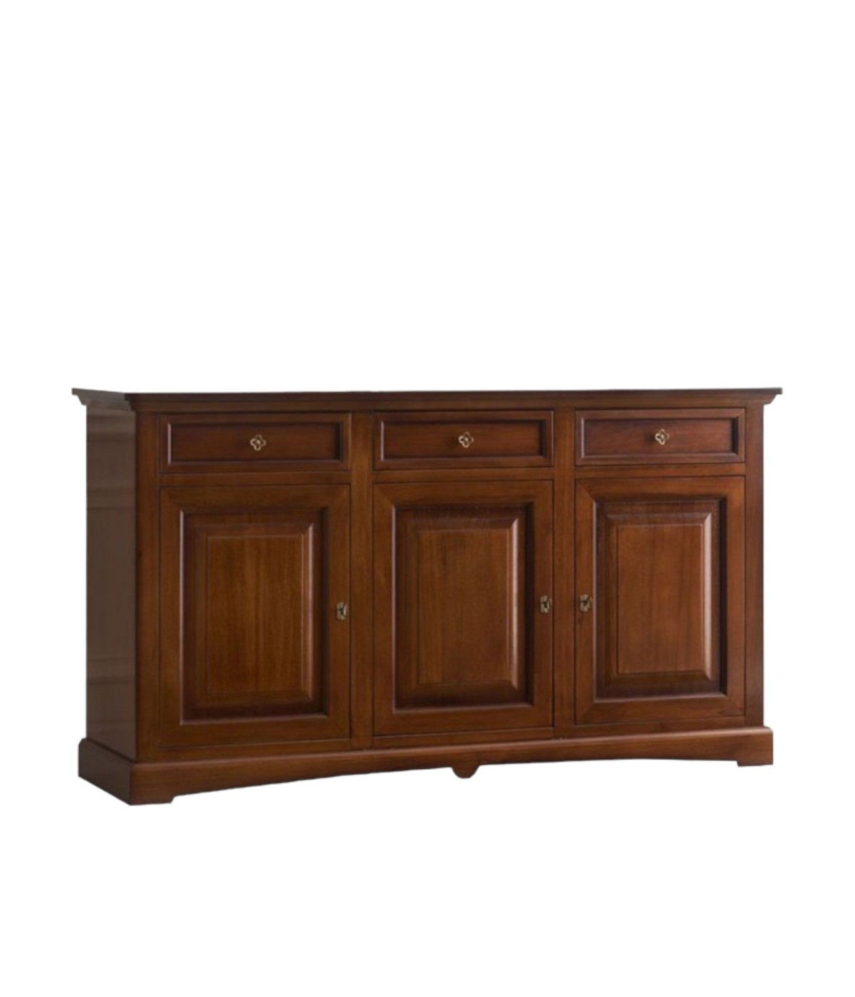 MOBILI 2G - MADIA CREDENZA ARTE POVERA 3 PORTE LEGNO TINTA NOCE 170x46x96