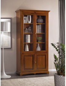 VETRINA LIBRERIA ARTE POVERA IN LEGNO TINTA NOCE 114x47x220