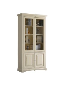 MOBILI 2G - VETRINA LIBRERIA ARTE POVERA IN LEGNO AVORIO 114x47x220