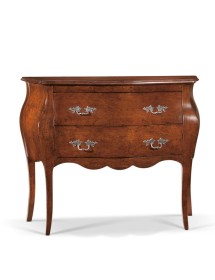 MOBILI 2G - Cassettiera bombato classico 2 cassetti legno tinta noce 105x42x85 vista frontale