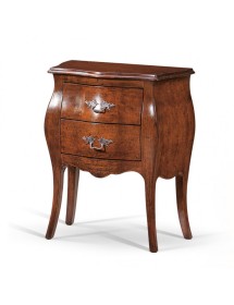 MOBILI 2G - Cassettiera bombata classica 2 cassetti legno tinta noce 105x42x85 vista comodino
