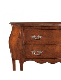 MOBILI 2G - Cassettiera bombata classica 2 cassetti legno tinta noce 105x42x85 vista maniglie