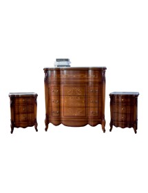MOBILI 2G - GRUPPO COMO' 2 COMODINI BAROCCO IN LEGNO TINTA NOCE PIANO MARMO