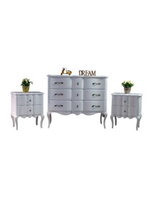 MOBILI 2G - GRUPPO COMO' 2 COMODINI CLASSICO IN LEGNO SHABBY BIANCO