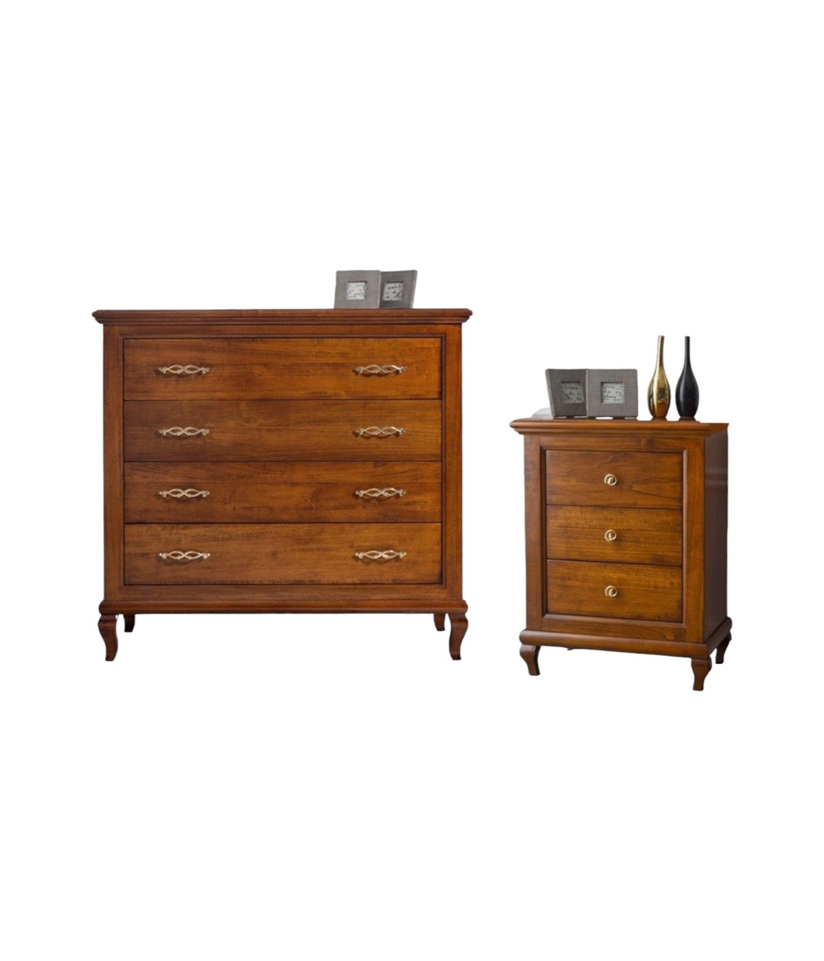 Gruppo Como e 2 Comodini Classici in Legno | Camera da Letto Elegante | Vari Colori
