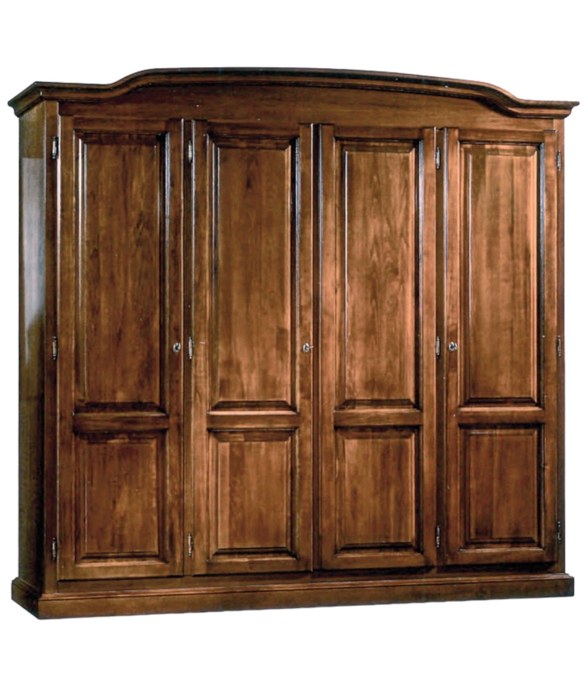 MOBILI 2G - ARMADIO CLASSICO 4 PORTE SAGOMATO IN LEGNO TINTA NOCE