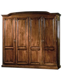 ARMADIO CLASSICO 4 PORTE SAGOMATO IN LEGNO TINTA NOCE 205x55x197