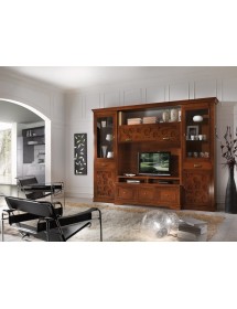 MOBILI 2G - PARETE ATTREZZATA PORTA TV IN LEGNO DECORO BASSANO 300x56x234