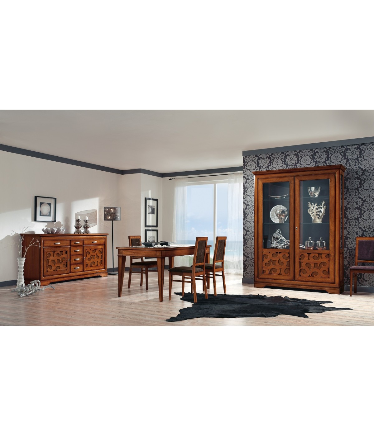 SOGGIORNO CLASSICO DECORO IN LEGNO VARI COLORI