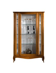 MOBILI 2G - VETRINA CLASSICA IN LEGNO 1 PORTA FINITURA BASSANO L.111 P.44 H.190 vista frontale