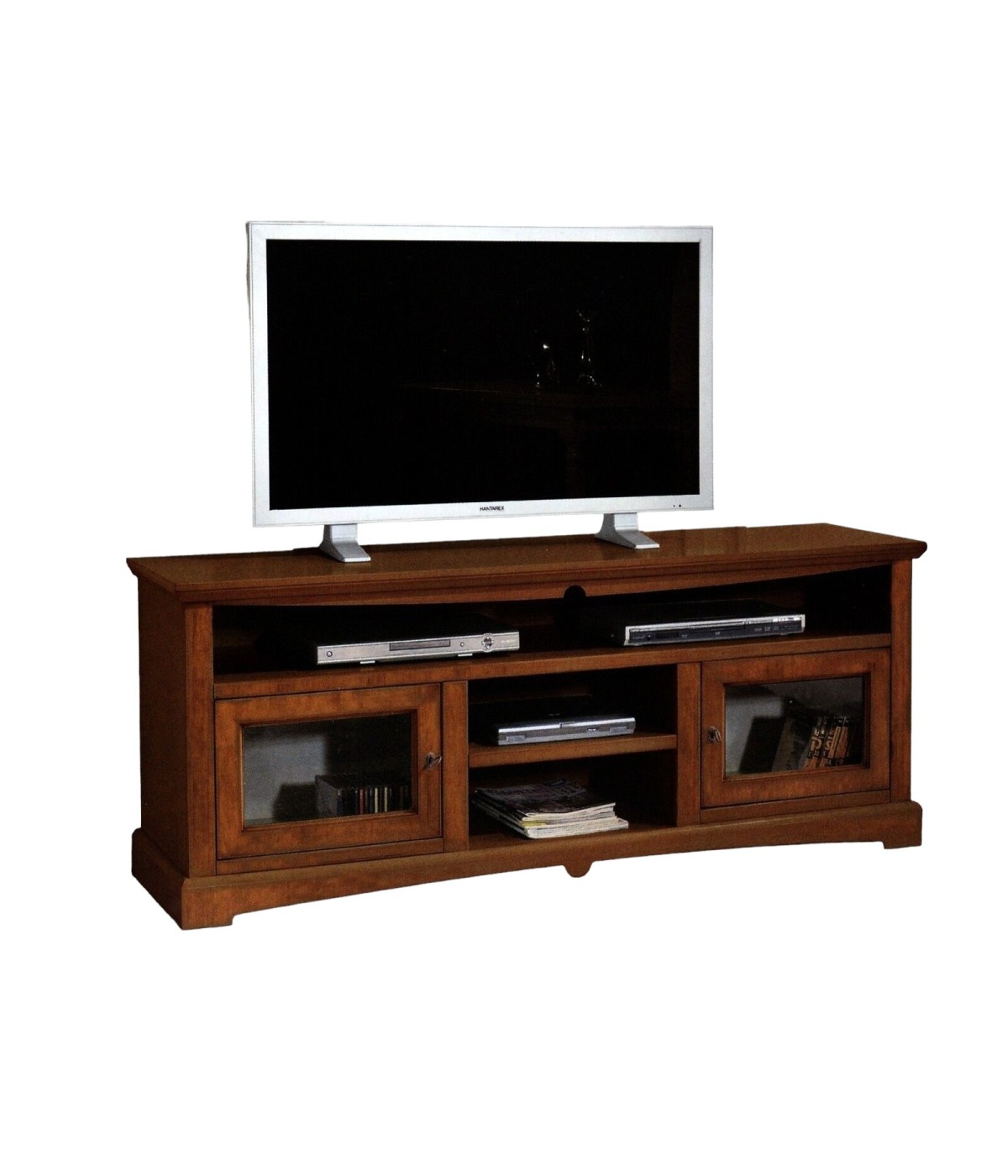 MOBILI 2G - MOBILE PORTA TV GOCCIA LEGNO NOCE ARTE POVERA 170x46x69 vista frontale