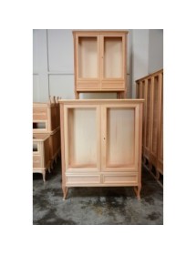 VETRINA CLASSICA IN LEGNO 2 PORTE 2 CASSETTI FINITURA BASSANO L.108 P.40 H.130