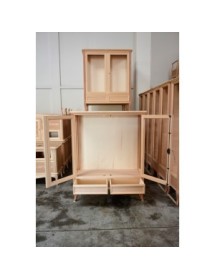 VETRINA CLASSICA IN LEGNO 2 PORTE 2 CASSETTI FINITURA BASSANO L.108 P.40 H.130